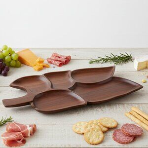 Vintage Mid Century Leaf Shaped Wooden Charcuterie Board Decorative Serving Tray